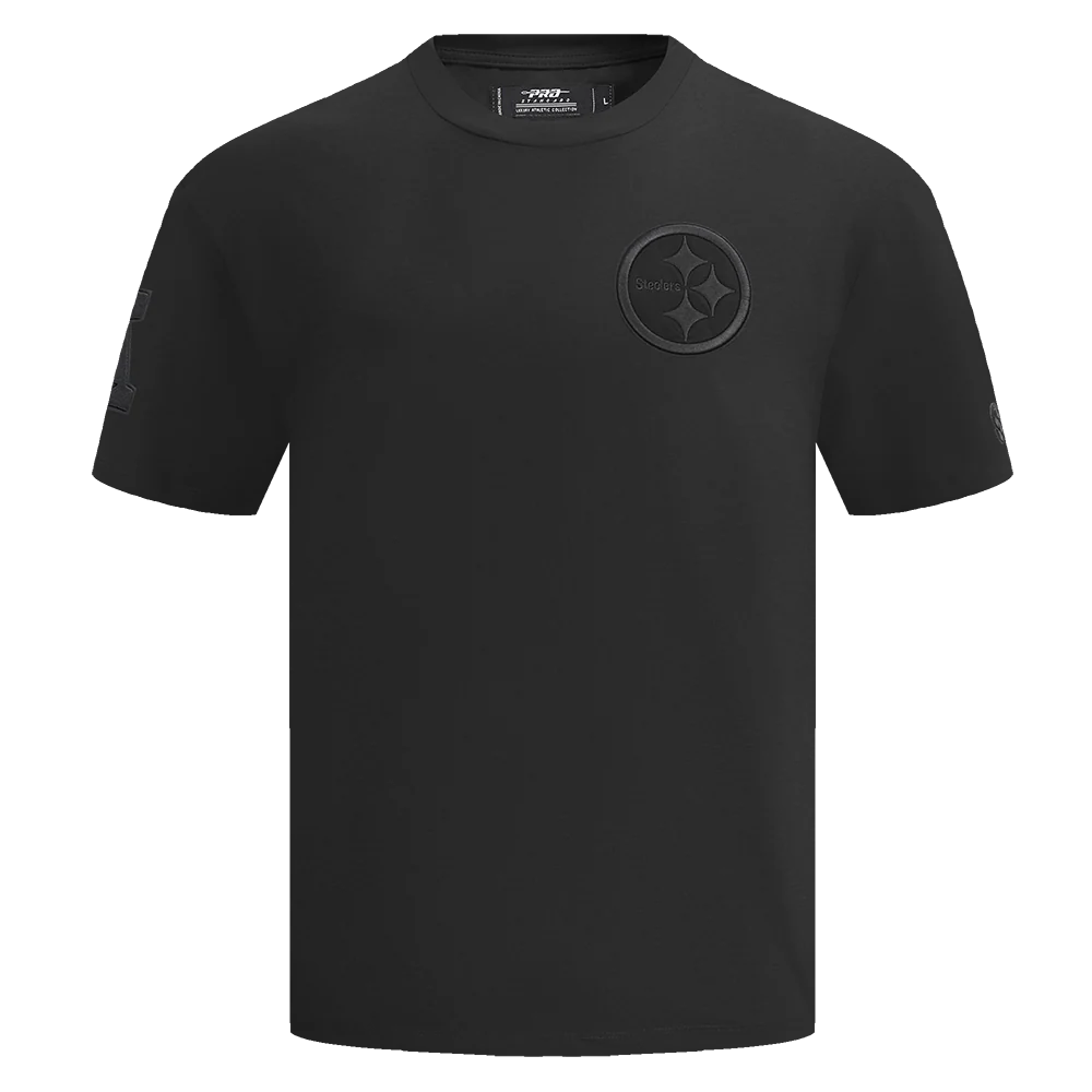 NFL PITTSBURGH STEELERS NEUTRAL COTTON JERSEY DROP SHOULDER TEE (BLACK)
