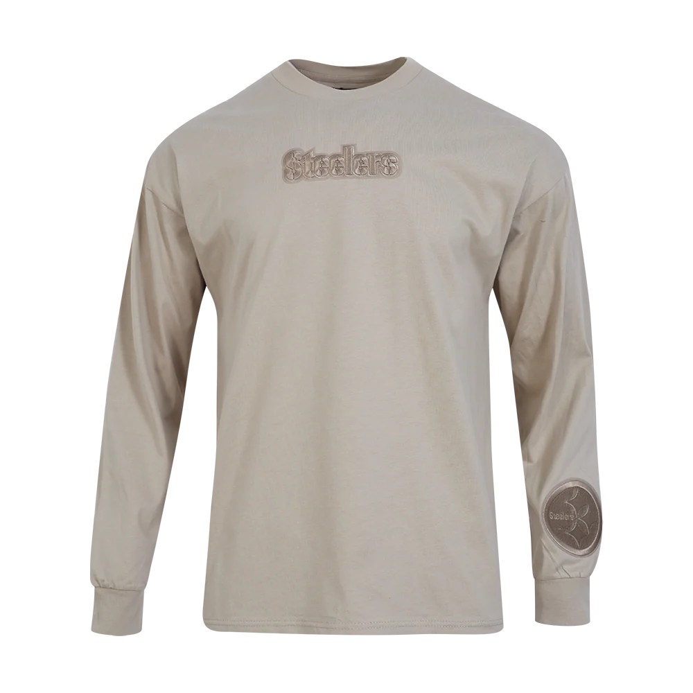 NFL PITTSBURGH STEELERS WINGSPAN MEN'S DROP SHOULDER LS TEE (TAUPE) - Image 2