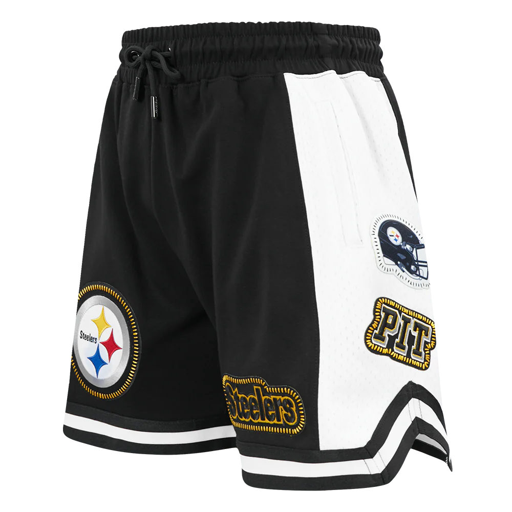 NFL PITTSBURGH STEELERS DIY PICK STITCH MEN'S DOUBLE KNIT 2.0 SHORT (BLACK)