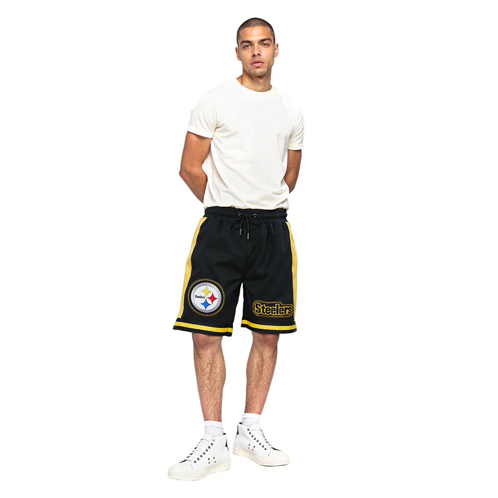 NFL PITTSBURGH STEELERS DIY PICK STITCH MEN'S DOUBLE KNIT 2.0 SHORT (BLACK/YELLOW) - Image 11