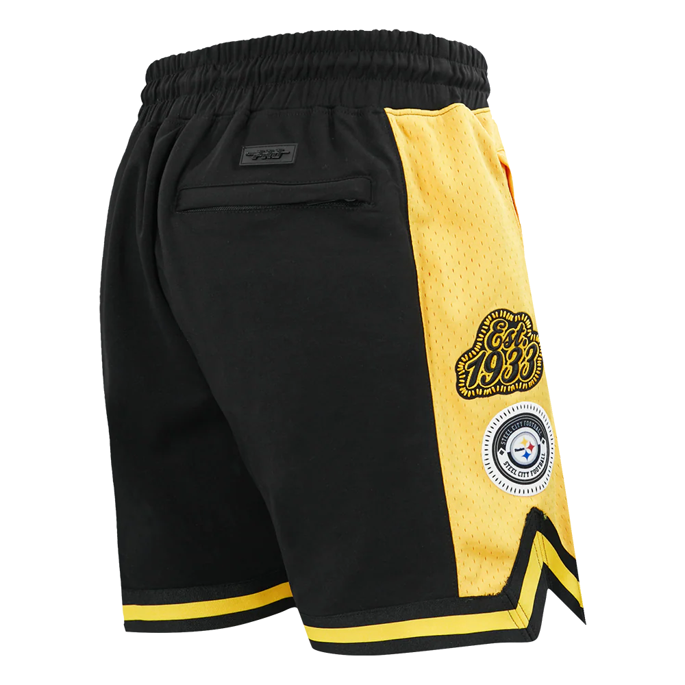 NFL PITTSBURGH STEELERS DIY PICK STITCH MEN'S DOUBLE KNIT 2.0 SHORT (BLACK/YELLOW) - Image 5