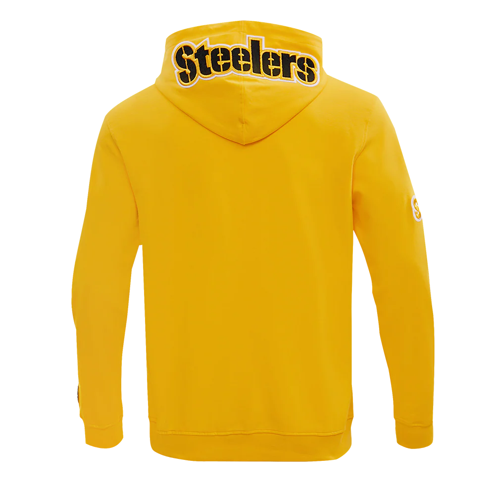 NFL PITTSBURGH STEELERS CLASSIC CHENILLE MEN'S DOUBLE KNIT PULLOVER HOODIE (YELLOW) - Image 3