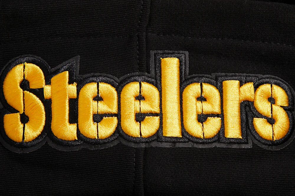 NFL PITTSBURGH STEELERS OLD ENGLISH MEN'S PO HOODIE (BLACK) - Image 8