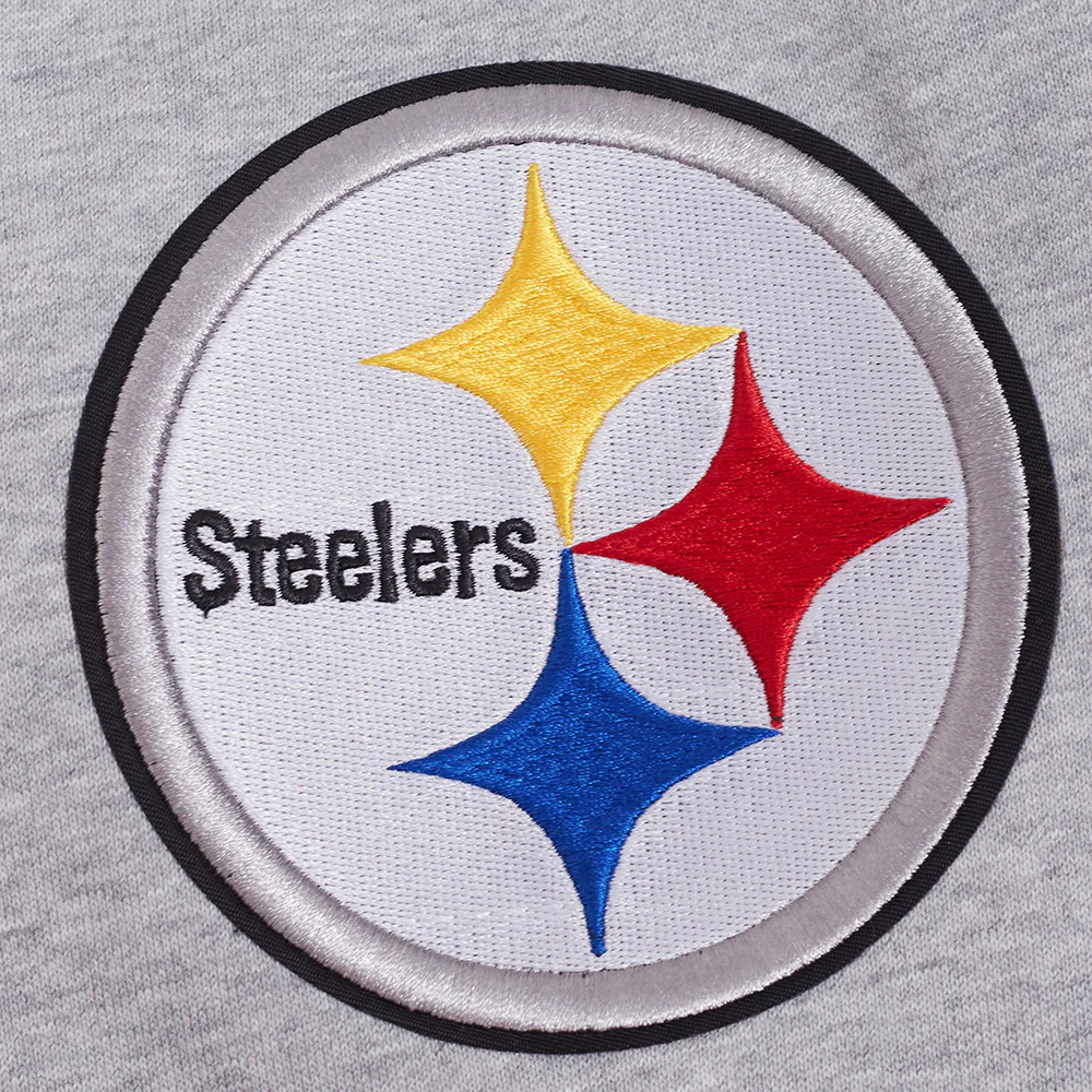 NFL PITTSBURGH STEELERS OLD ENGLISH MEN'S PO HOODIE (HEATHER GREY) - Image 6
