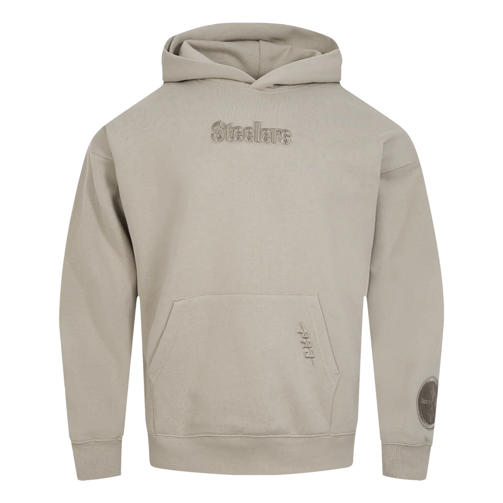 NFL PITTSBURGH STEELERS WINGSPAN MEN'S DROP SHOULDER PO HOODIE (TAUPE) - Image 2