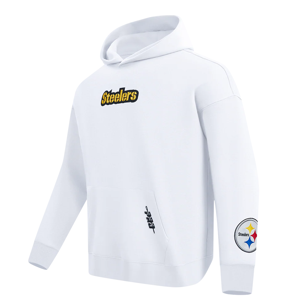NFL PITTSBURGH STEELERS WINGSPAN MEN'S DROP SHOULDER PO HOODIE (WHITE) - Image 10