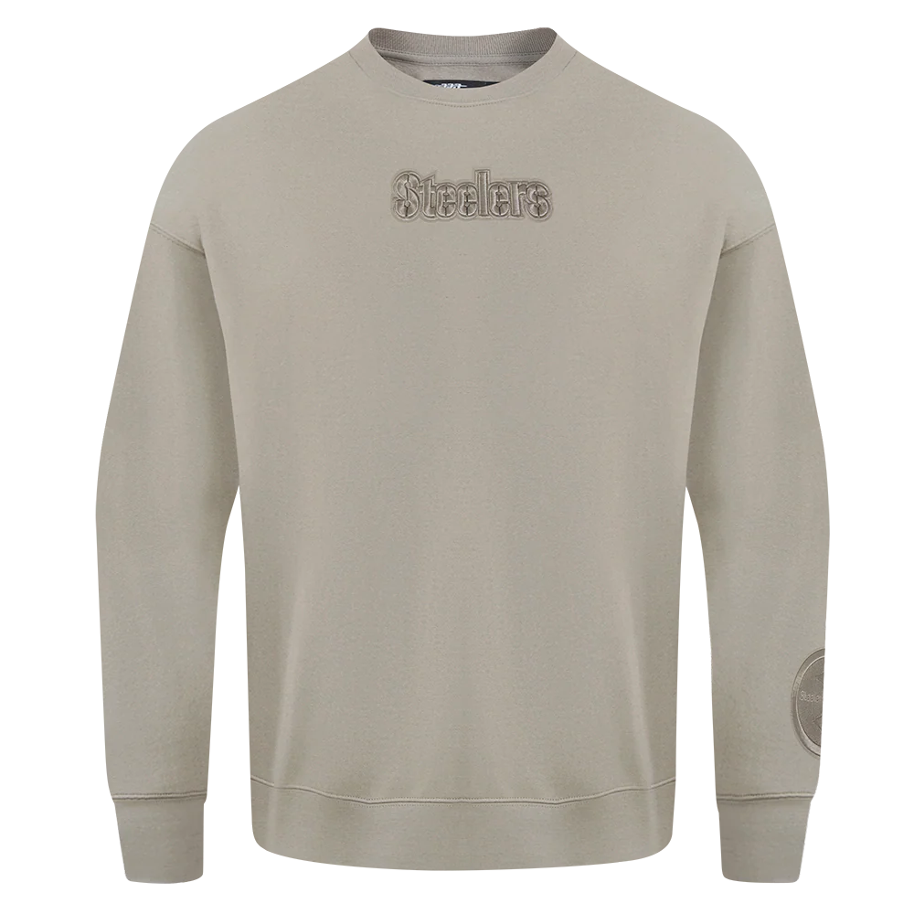 NFL PITTSBURGH STEELERS WINGSPAN MEN'S DROP SHOULDER FLEECE CREWNECK (TAUPE) - Image 3