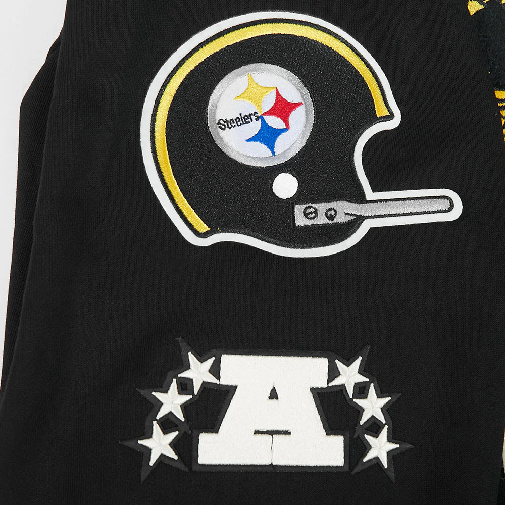 NFL PITTSBURGH STEELERS MODERN ORIGINALS MEN'S FLC PO HOODIE (BLACK) - Image 5