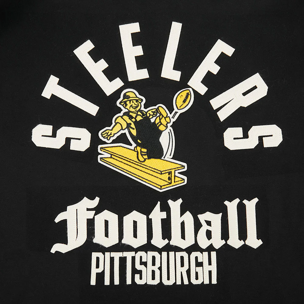 NFL PITTSBURGH STEELERS MODERN ORIGINALS MEN'S FLC PO HOODIE (BLACK) - Image 7