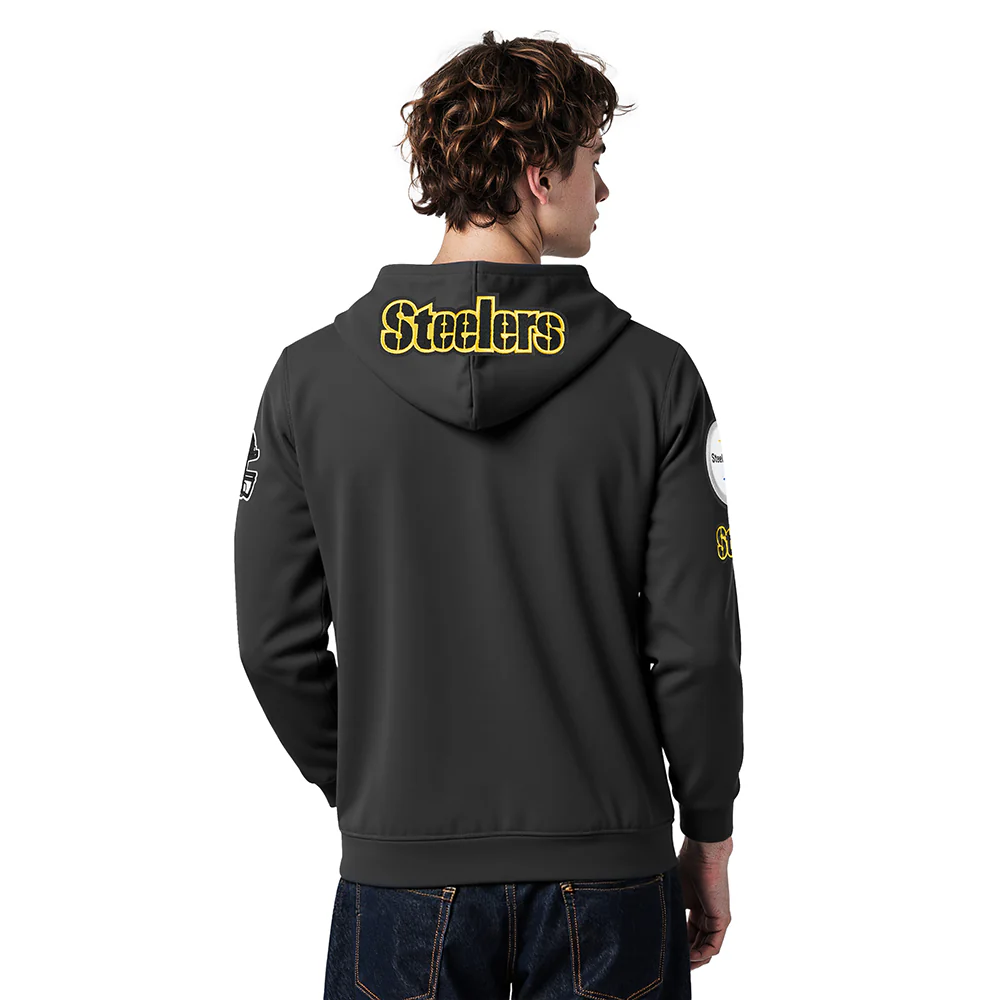 NFL PITTSBURGH STEELERS T.J. WATT #90 CLASSIC PNN MEN'S DK PO HOODIE (BLACK) - Image 2