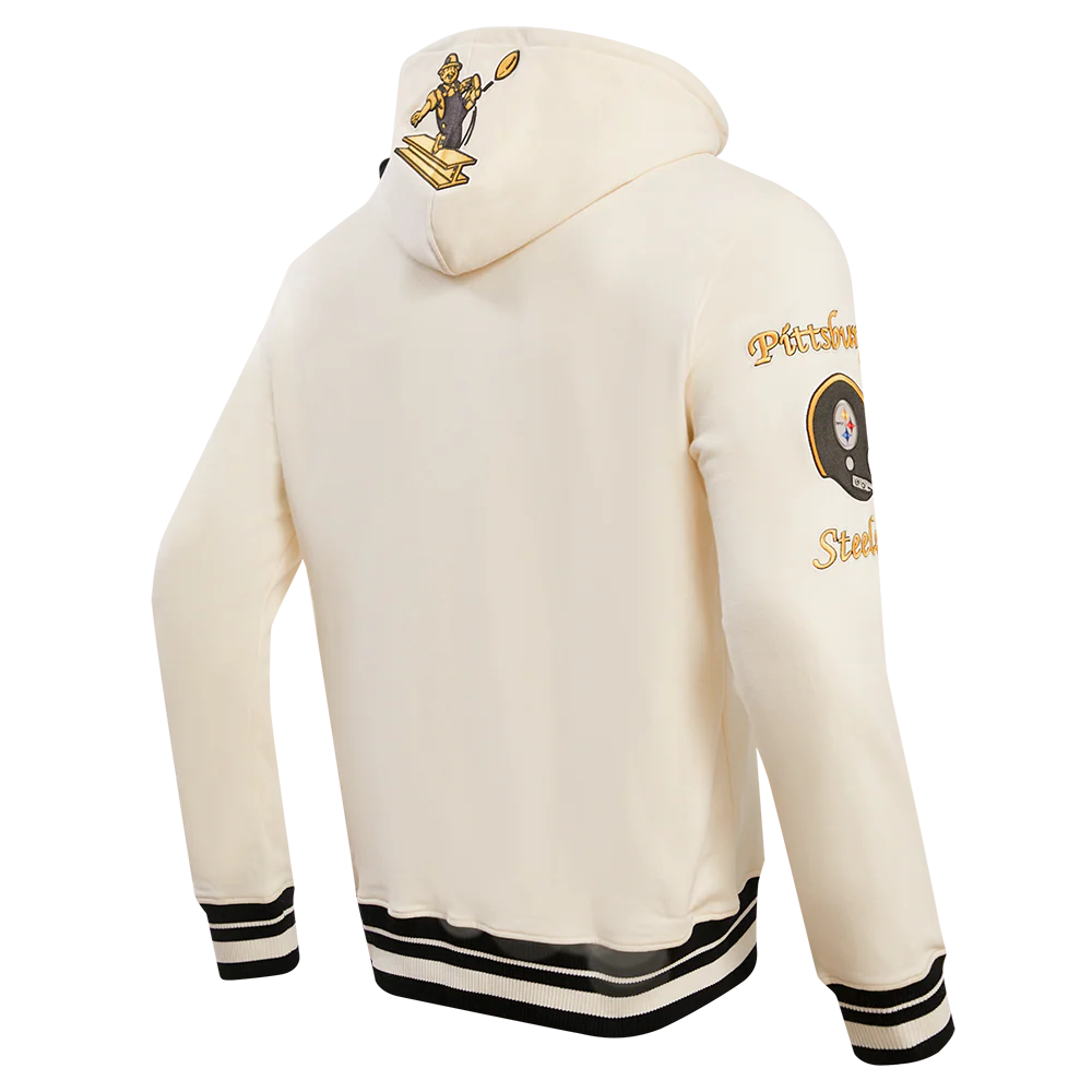 NFL PITTSBURGH STEELERS RETRO CLASSIC MEN'S HOODIE (EGGSHELL/ BLACK) - Image 3