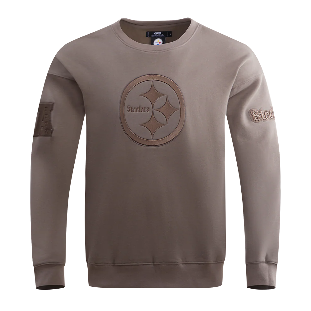 NFL PITTSBURGH STEELERS NEUTRAL DROP SHOULDER MEN'S CREWNECK (DARK TAUPE)