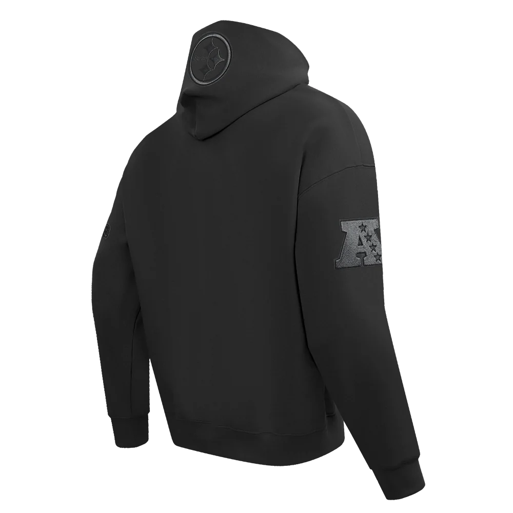 NFL PITTSBURGH STEELERS NEUTRAL DROP SHOULDER MEN'S PULLOVER HOODIE (BLACK) - Image 8