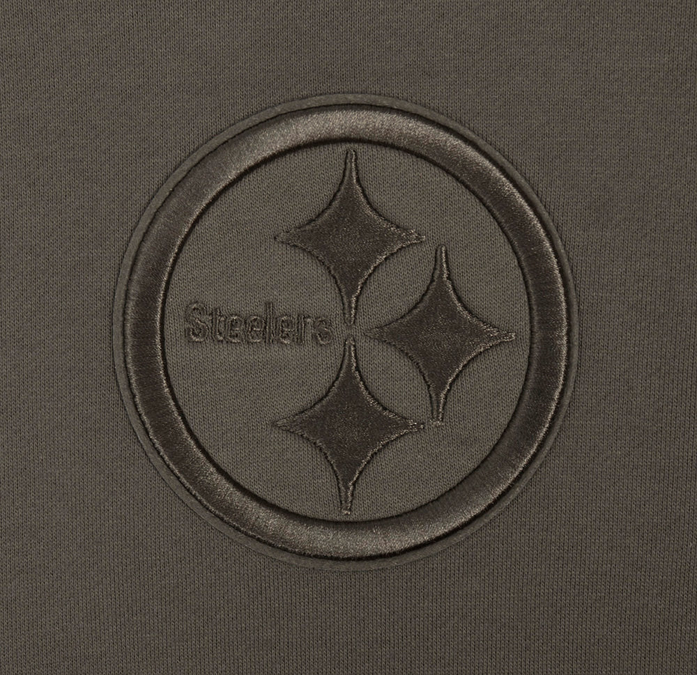 NFL PITTSBURGH STEELERS NEUTRAL DROP SHOULDER MEN'S PULLOVER HOODIE (DARK TAUPE) - Image 5