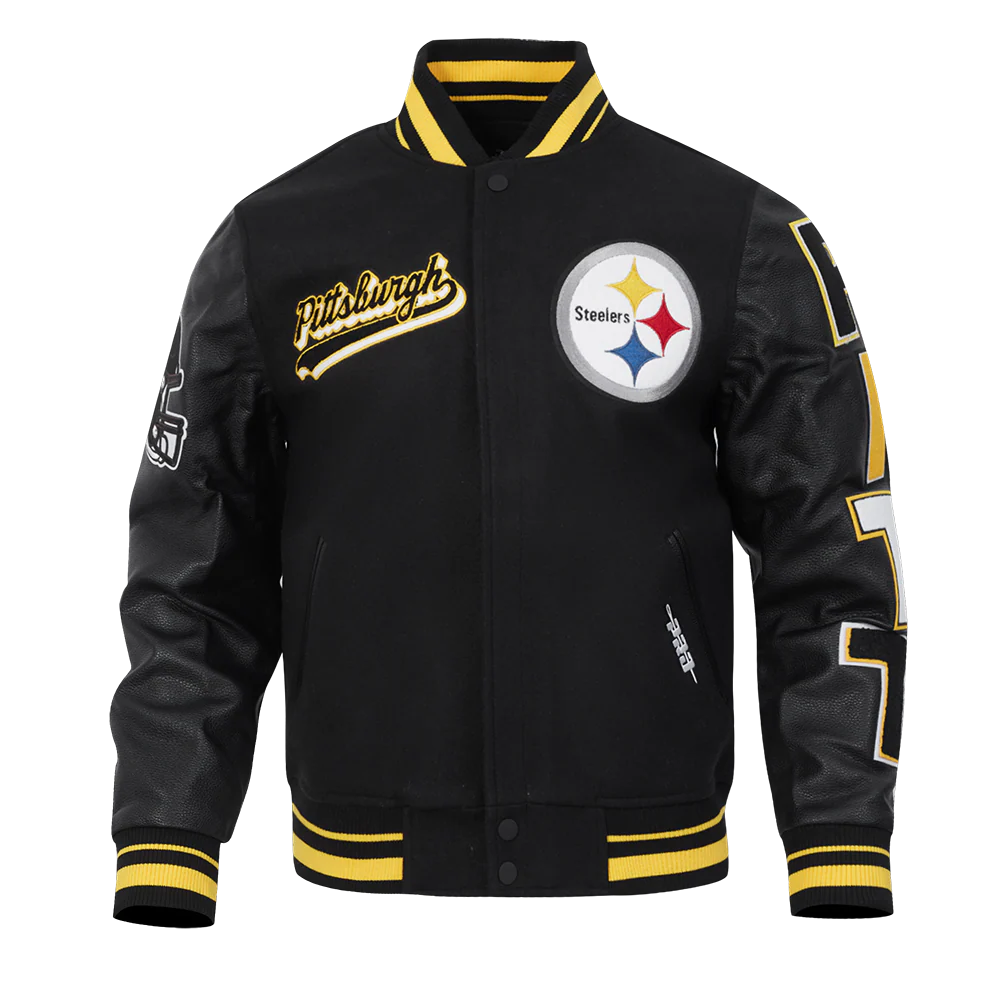 NFL PITTSBURGH STEELERS SCRIPT TAIL MEN'S RIB WOOL VARSITY (BLACK/YELLOW) - Image 3