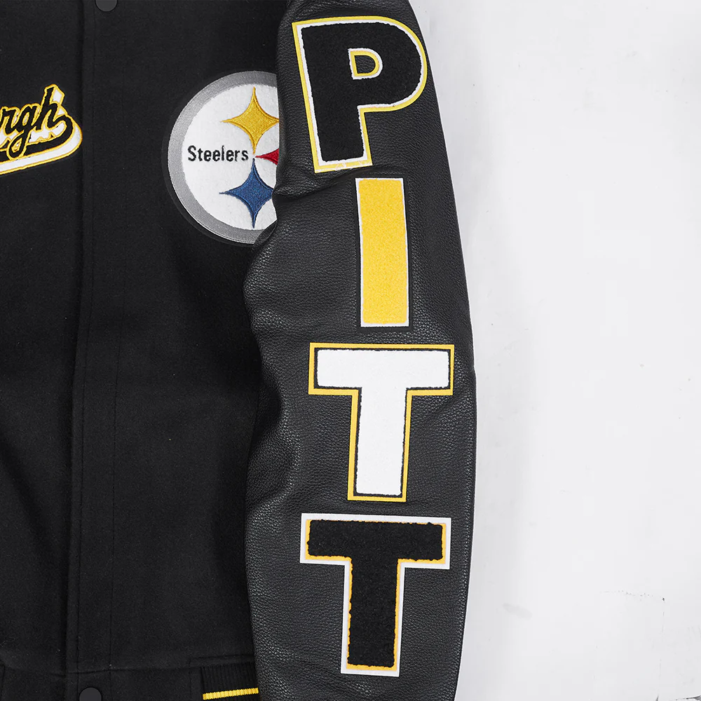 NFL PITTSBURGH STEELERS SCRIPT TAIL MEN'S RIB WOOL VARSITY (BLACK/YELLOW) - Image 9