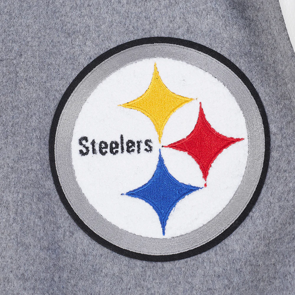 NFL PITTSBURGH STEELERS SCRIPT TAIL MEN'S RIB WOOL VARSITY (HEATHER GREY/WHITE/BLACK) - Image 10
