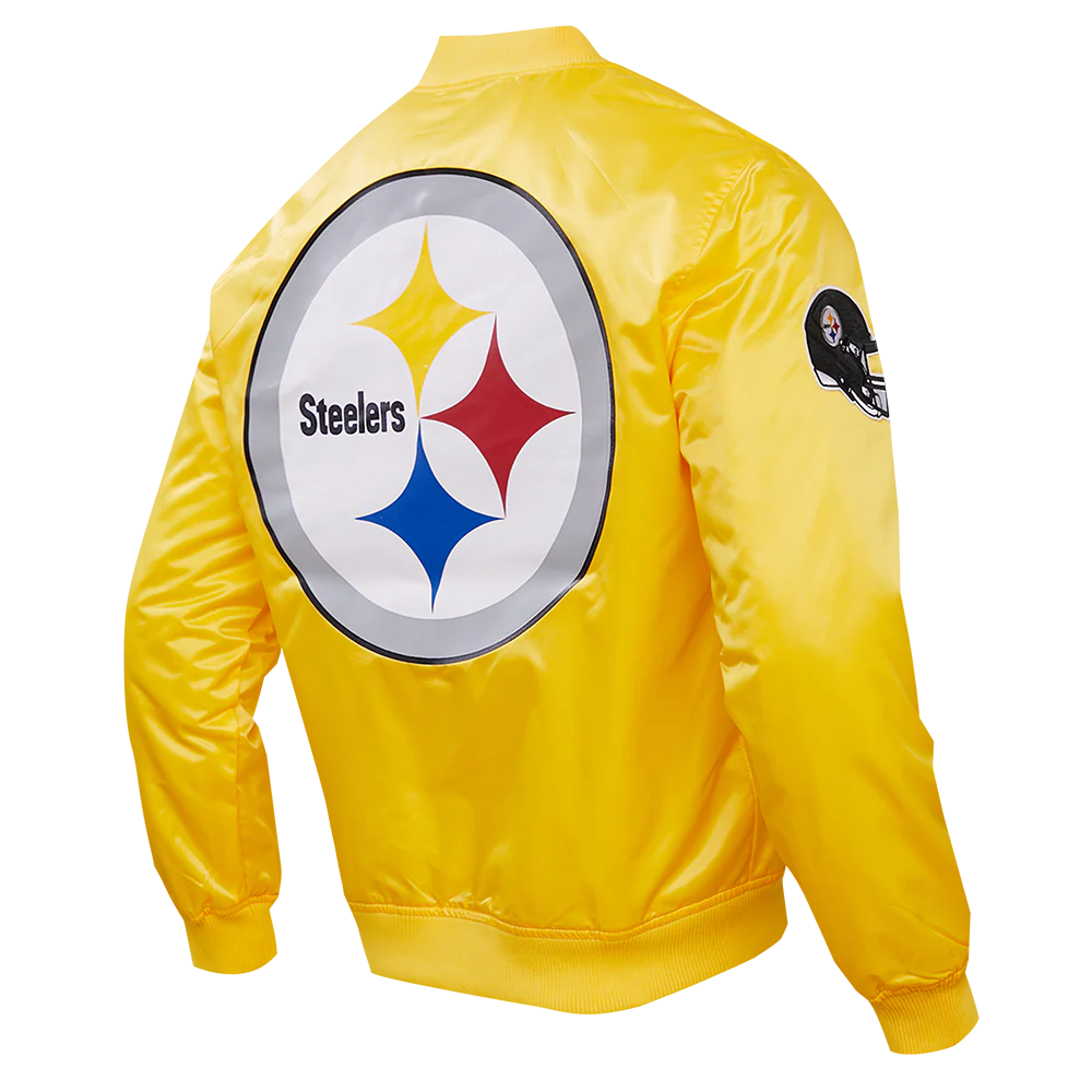 NFL PITTSBURGH STEELERS BIG LOGO MEN'S SATIN JACKET (YELLOW) - Image 12