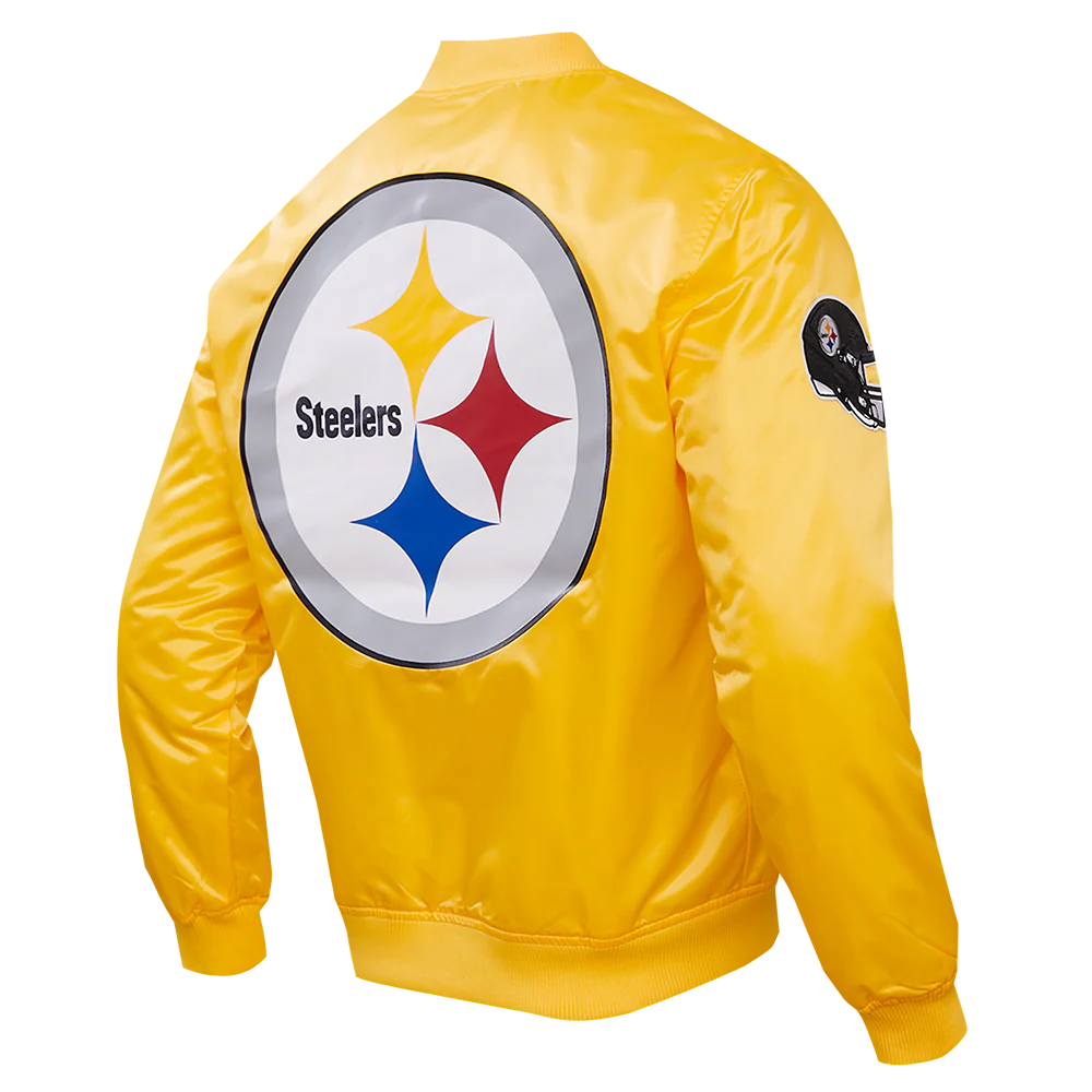 NFL PITTSBURGH STEELERS BIG LOGO MEN'S SATIN JACKET (YELLOW) - Image 4