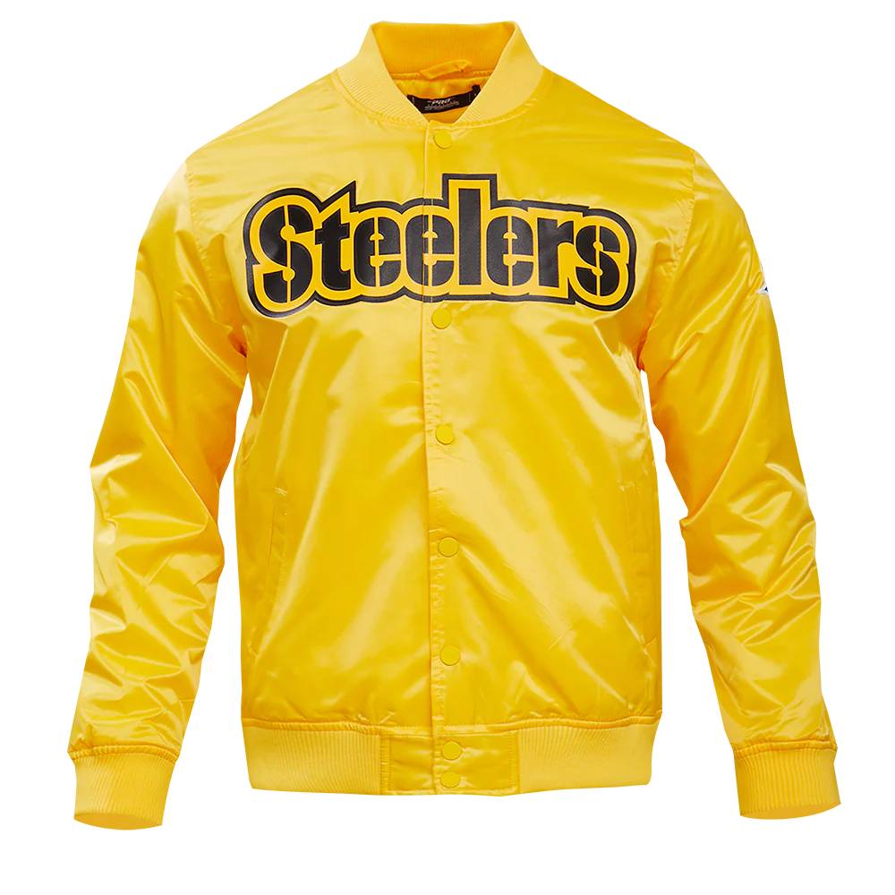 NFL PITTSBURGH STEELERS BIG LOGO MEN'S SATIN JACKET (YELLOW) - Image 9