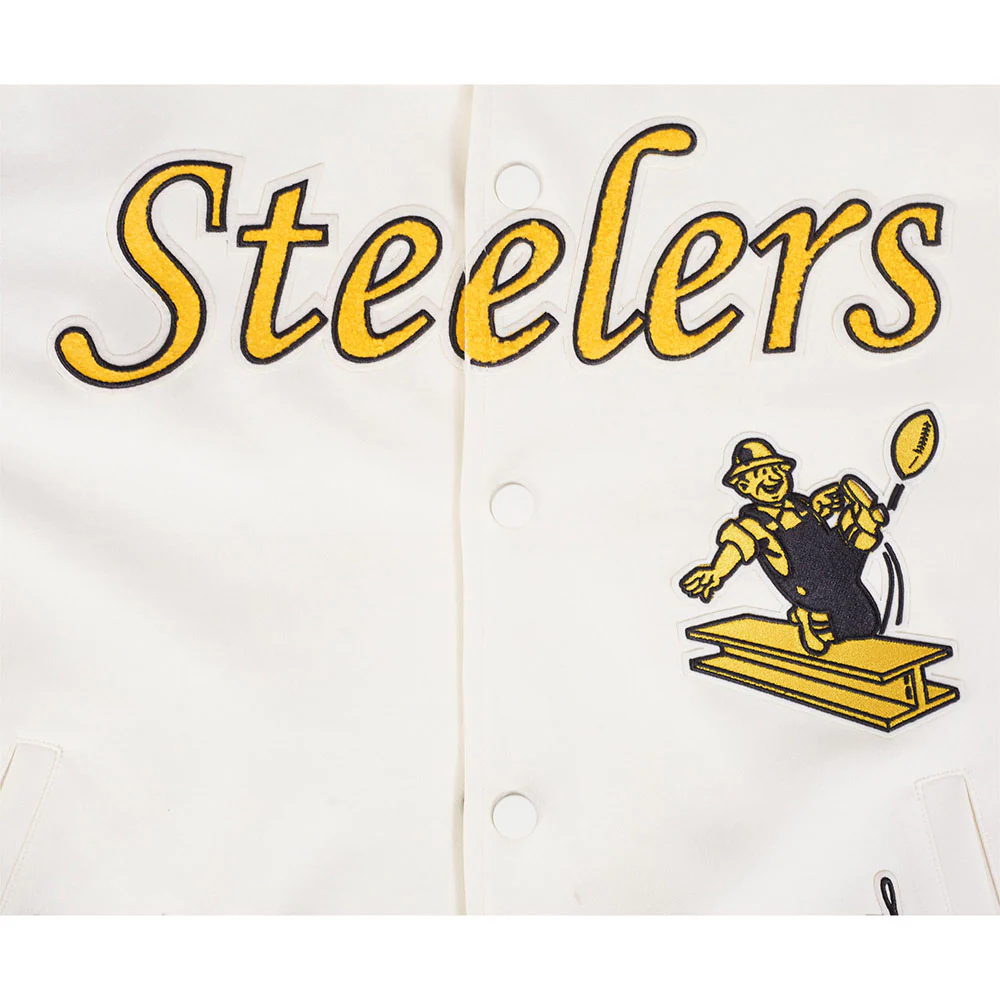 NFL PITTSBURGH STEELERS PRO GAME DAY RETRO JACKET (EGGSHELL/TAUPE/EGGSHELL) - Image 5