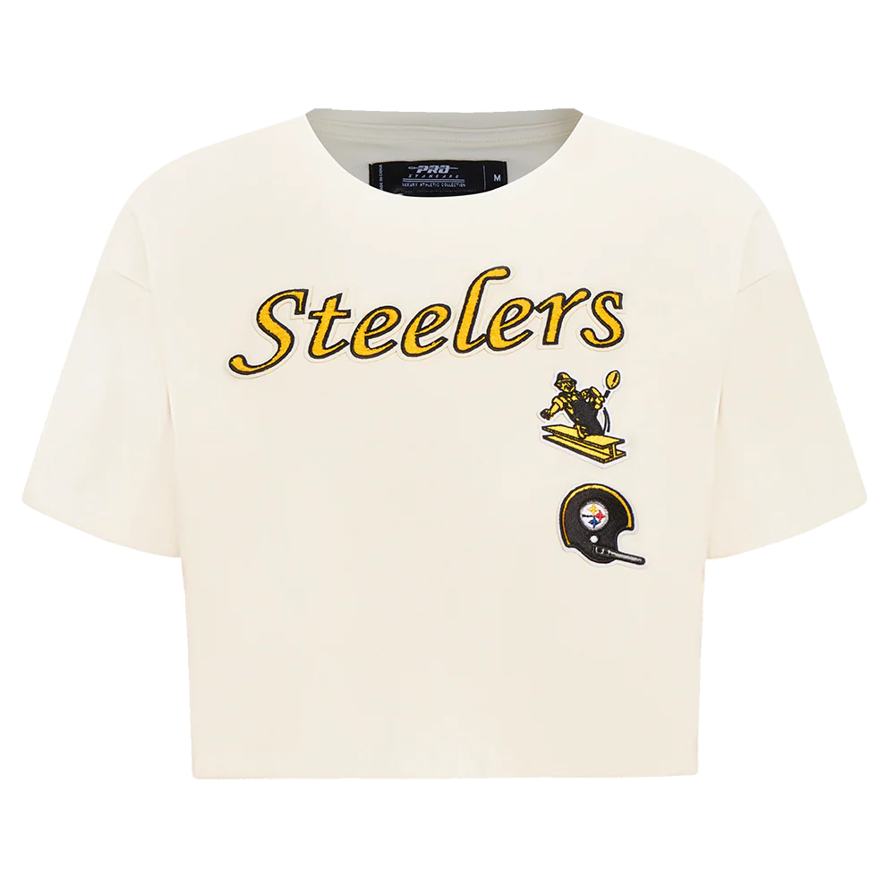 NFL PITTSBURGH STEELERS RETRO CLASSIC WOMEN'S BOXY TEE (EGGSHELL)