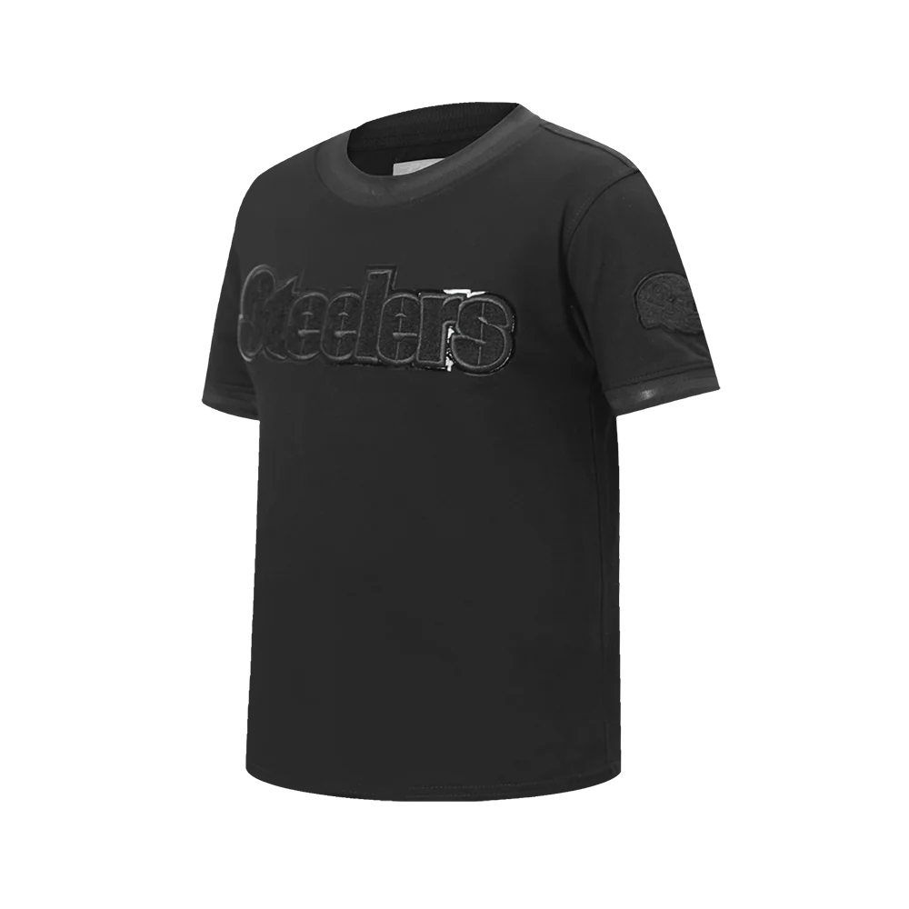 NFL PITTSBURGH STEELERS TRIPLE BLACK BIG BOYS SHORT SLEEVE STRIPED RIB TEE (JET BLACK) - Image 4