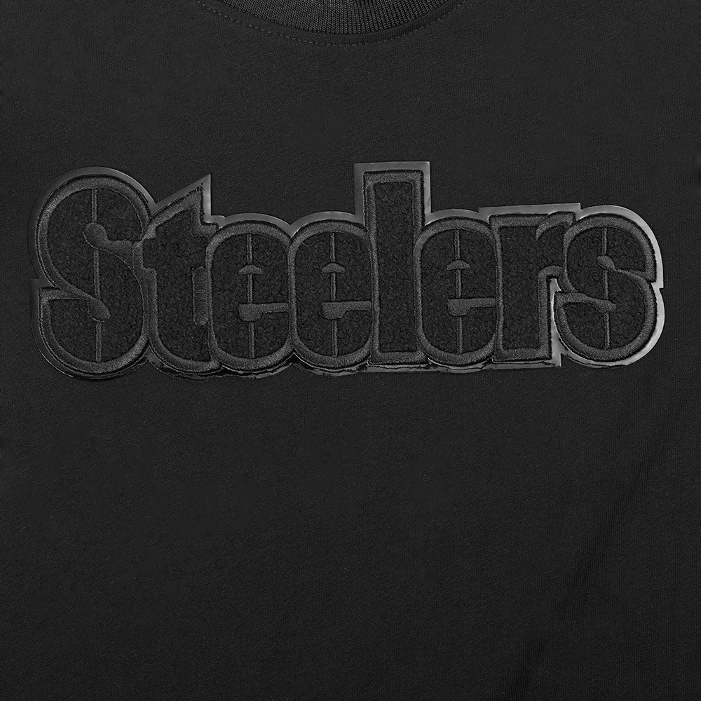 NFL PITTSBURGH STEELERS TRIPLE BLACK BIG BOYS SHORT SLEEVE STRIPED RIB TEE (JET BLACK) - Image 8