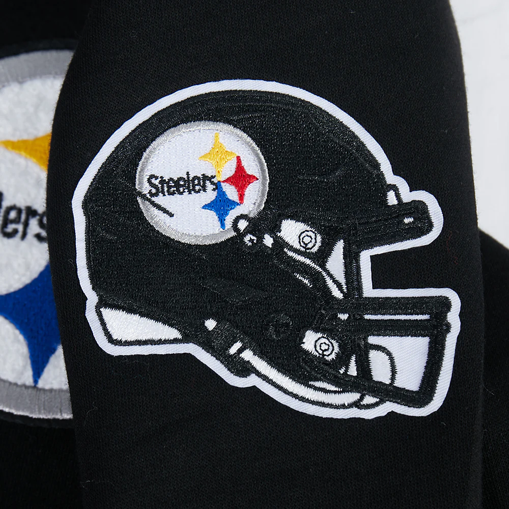 NFL PITTSBURGH STEELERS CLASSIC BIG BOY'S FLC FZ PO HOODIE (BLACK) - Image 6