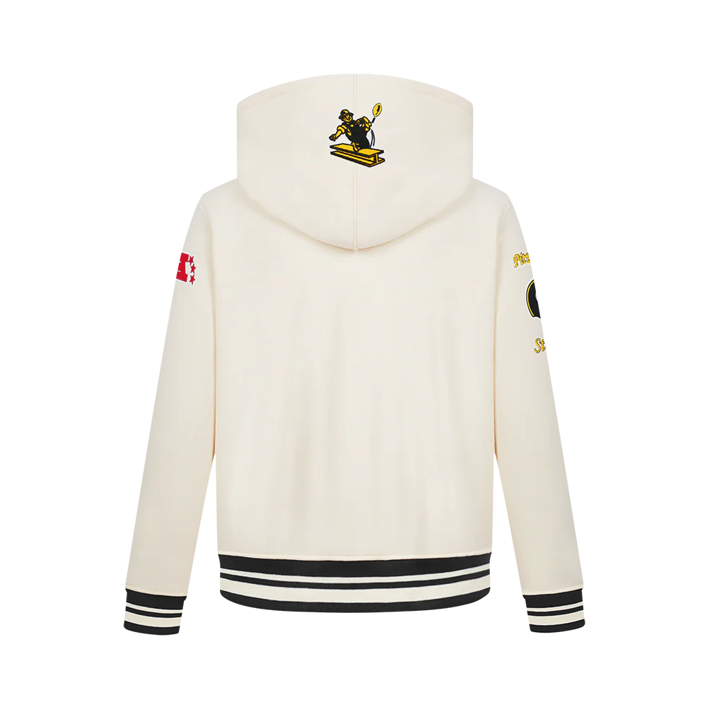 NFL PITTSBURGH STEELERS RETRO CLASSIC BIG BOYS RIB FLEECE PULLOVER HOODIE (EGGSHELL/ BLACK) - Image 5