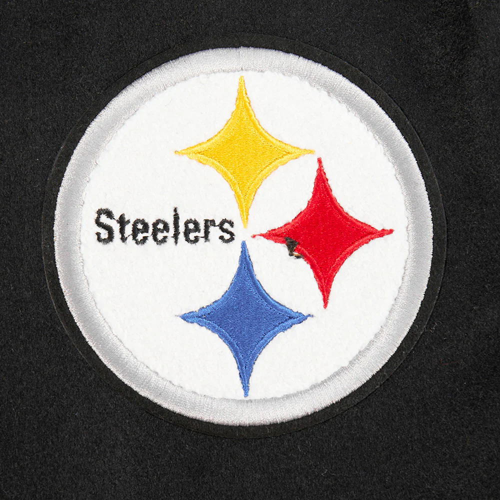NFL PITTSBURGH STEELERS CLASSIC BIG BOYS WOOL VARSITY JACKET (BLACK/WHITE) - Image 17