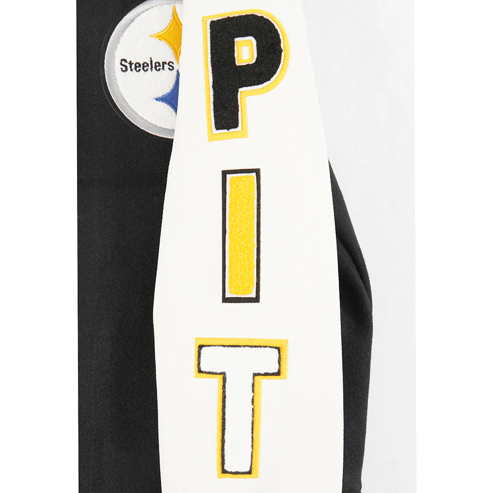 NFL PITTSBURGH STEELERS CLASSIC BIG BOYS WOOL VARSITY JACKET (BLACK/WHITE) - Image 7