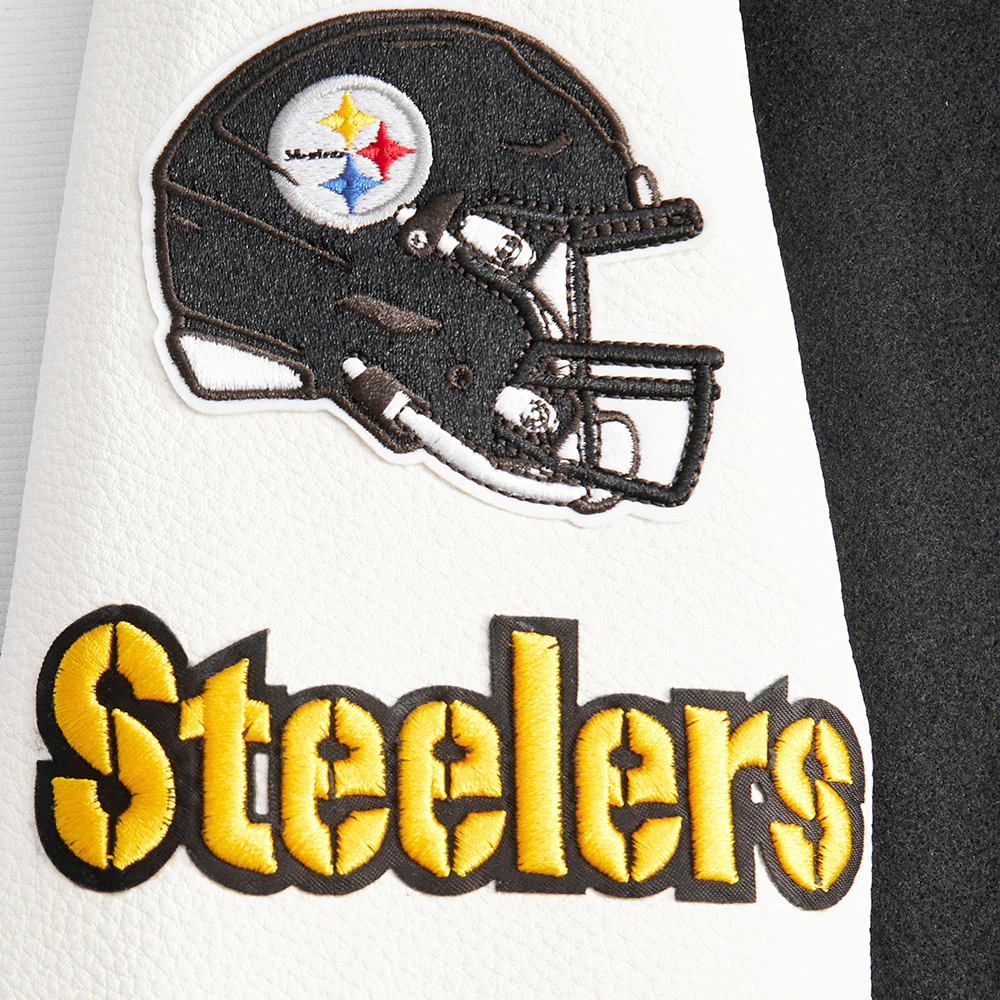 NFL PITTSBURGH STEELERS CLASSIC BIG BOYS WOOL VARSITY JACKET (BLACK/WHITE) - Image 8