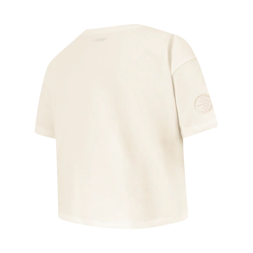 NFL PITTSBURGH STEELERS NEUTRAL BIG GIRLS SHORT SLEEVE BOXY TEE (EGGSHELL) - Image 4