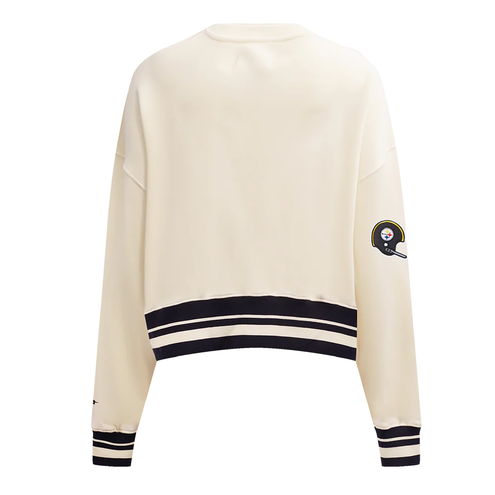 NFL PITTSBURGH STEELERS RETRO CLASSIC WOMEN'S CREWNECK (EGGSHELL/ BLACK) - Image 3