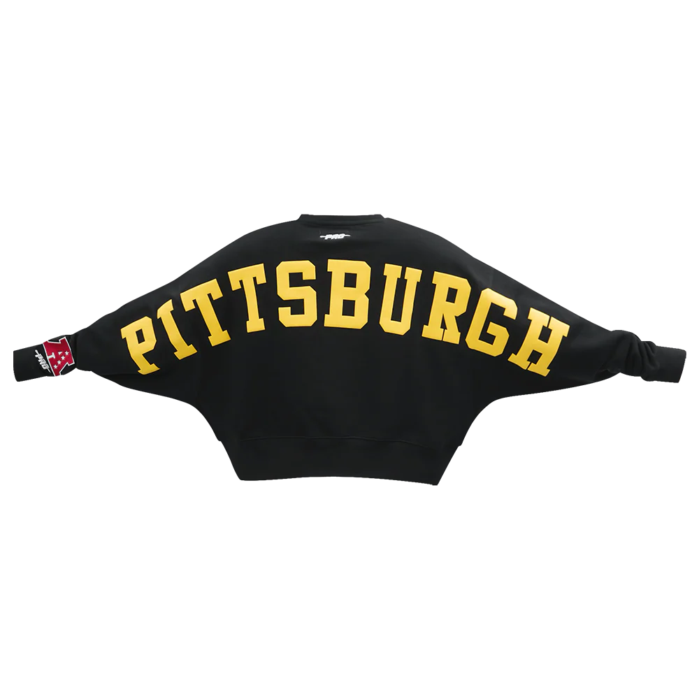 NFL PITTSBURGH STEELERS WINGSPAN WOMEN'S FLC CREWNECK (BLACK)