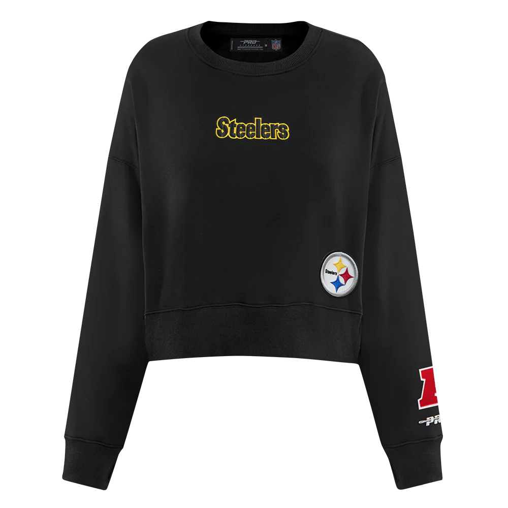NFL PITTSBURGH STEELERS WINGSPAN WOMEN'S FLC CREWNECK (BLACK) - Image 2