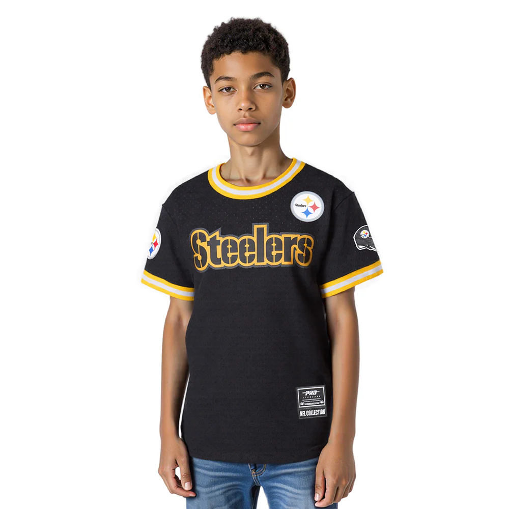 NFL PITTSBURGH STEELERS CLASSIC LITTLE BOYS SHORT SLEEVE MESH TEE (BLACK/YELLOW)