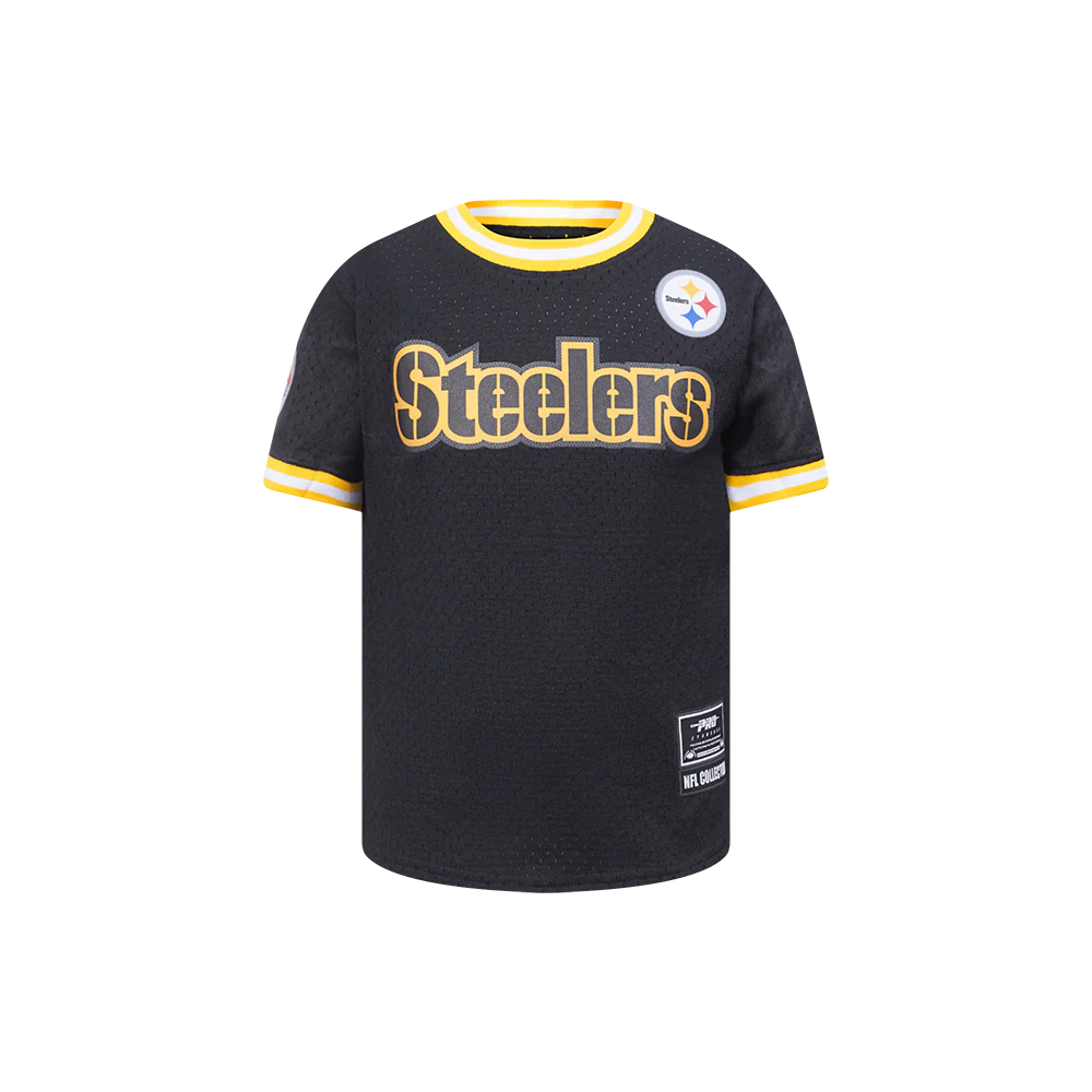 NFL PITTSBURGH STEELERS CLASSIC LITTLE BOYS SHORT SLEEVE MESH TEE (BLACK/YELLOW) - Image 3