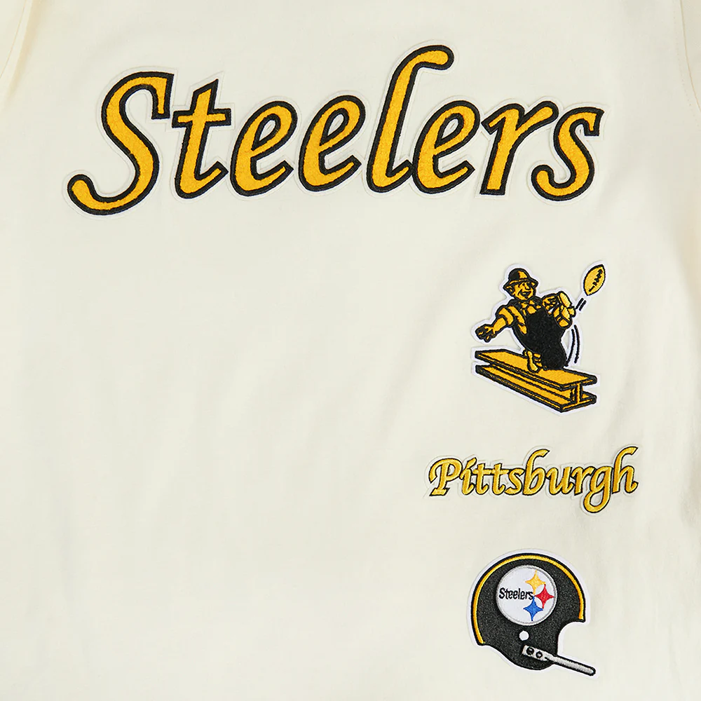 NFL PITTSBURGH STEELERS RETRO CLASSIC LITTLE BOY'S SS STRIPED RIB TEE (EGGSHELL/ BLACK) - Image 7