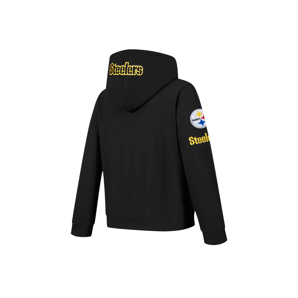 NFL PITTSBURGH STEELERS CLASSIC LITTLE BOY'S FLC FZ HOODIE (BLACK) - Image 4