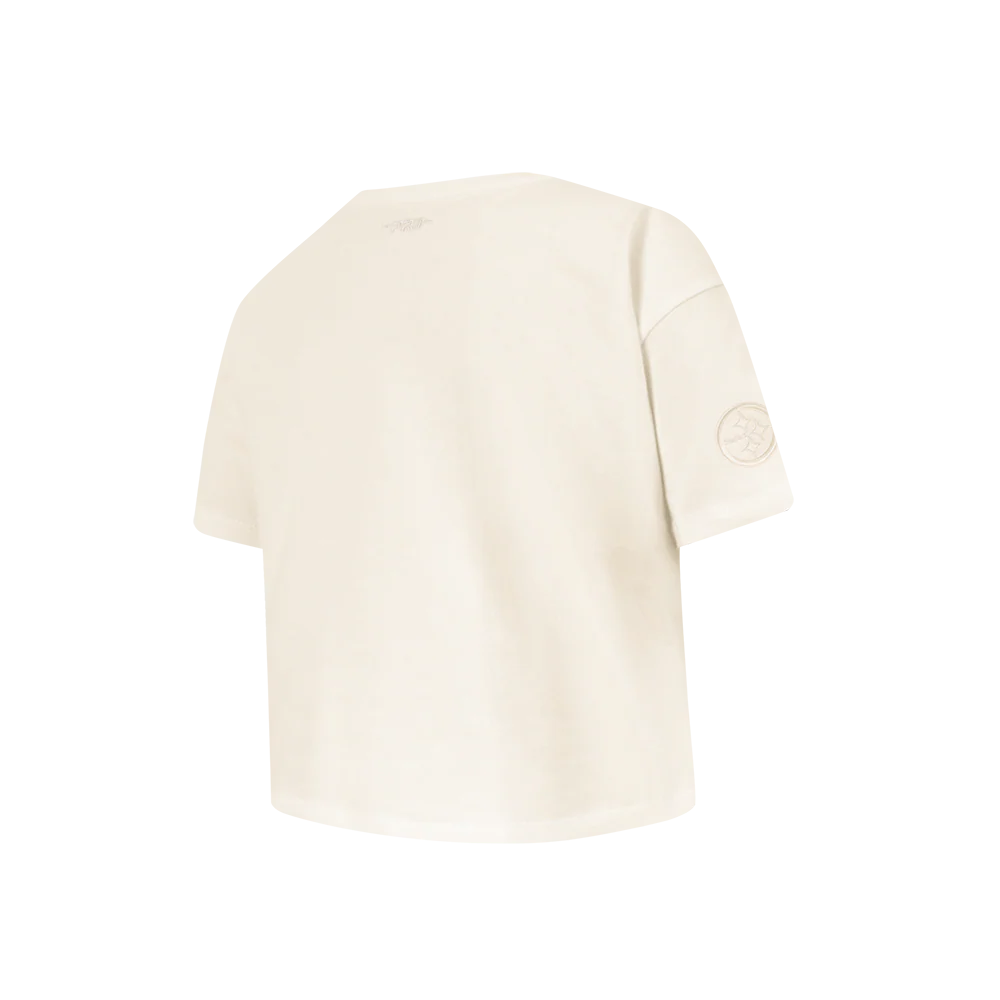 NFL PITTSBURGH STEELERS NEUTRAL LITTLE GIRLS SHORT SLEEVE BOXY TEE (EGGSHELL) - Image 4