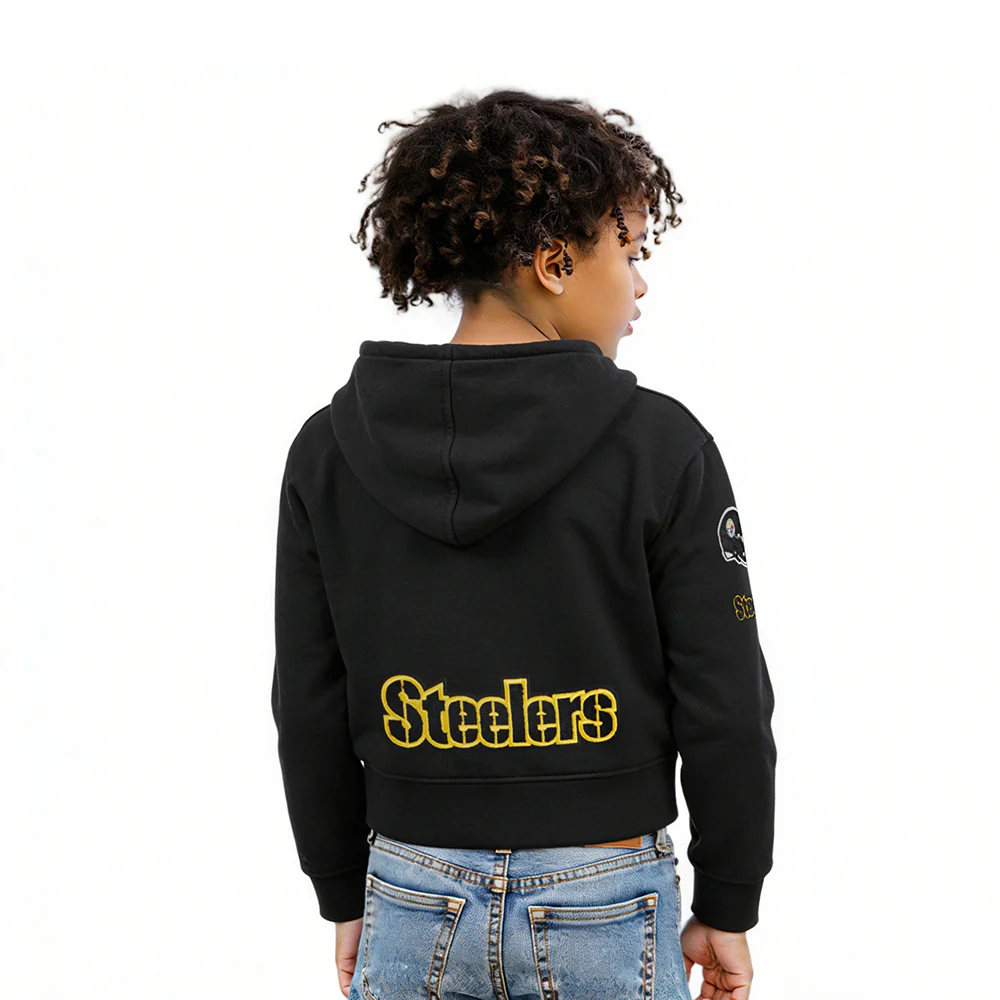 NFL PITTSBURGH STEELERS CLASSIC LITTLE GIRLS  FLEECE FULL ZIP HOODIE (BLACK) - Image 2