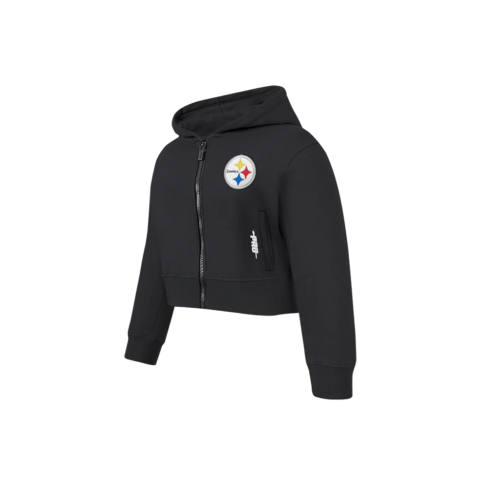 NFL PITTSBURGH STEELERS CLASSIC LITTLE GIRLS  FLEECE FULL ZIP HOODIE (BLACK) - Image 3