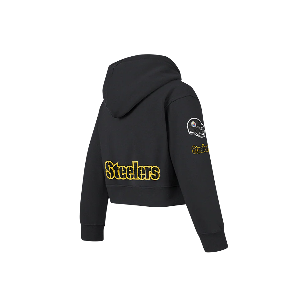 NFL PITTSBURGH STEELERS CLASSIC LITTLE GIRLS  FLEECE FULL ZIP HOODIE (BLACK) - Image 4