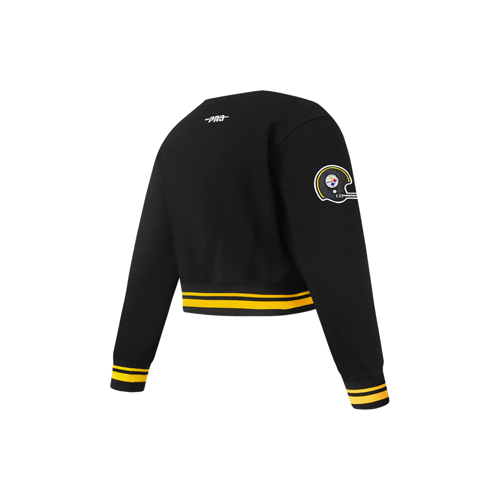 NFL PITTSBURGH STEELERS RETRO CLASSIC LITTLE GIRLS RIB FLEECE CREWNECK (BLACK/YELLOW) - Image 4