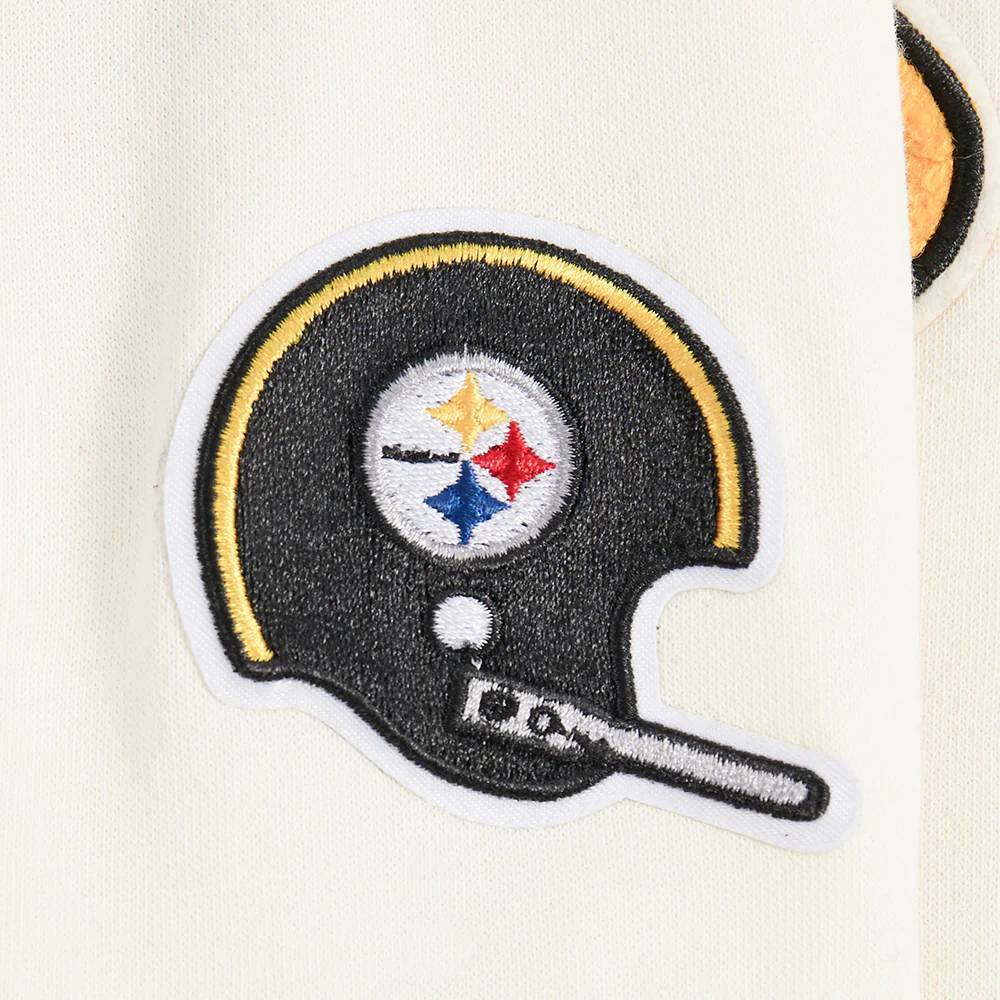 NFL PITTSBURGH STEELERS RETRO CLASSIC LITTLE GIRLS RIB FLEECE CREWNECK (EGGSHELL/ BLACK) - Image 8