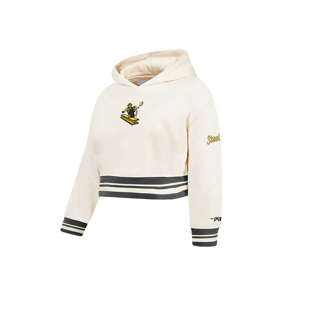 NFL PITTSBURGH STEELERS RETRO CLASSIC LITTLE GIRL'S RIB FLC PO HOODIE (EGGSHELL/ BLACK) - Image 3