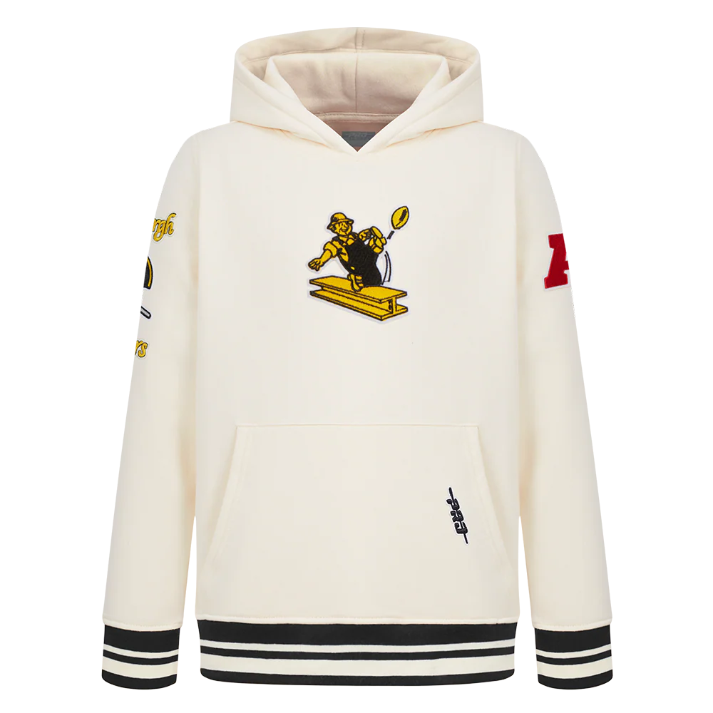 NFL PITTSBURGH STEELERS RETRO CLASSIC TODDLER BOYS RIB FLEECE PULLOVER HOODIE (BLACK/YELLOW)