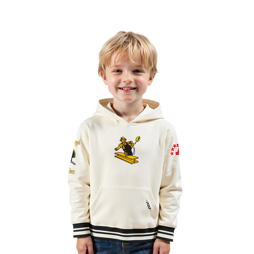NFL PITTSBURGH STEELERS RETRO CLASSICS TODDLER BOY'S RIB FLEECE PO HOODIE (EGGSHELL/ BLACK)